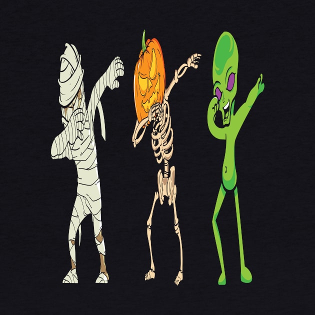 Kids Dab Pumpkin Skeleton Alien by frondorfelda